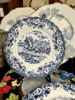 Platos Pan x 2 Johnson Bros England, Pattern Coaching Scenes Azul C1980 en internet
