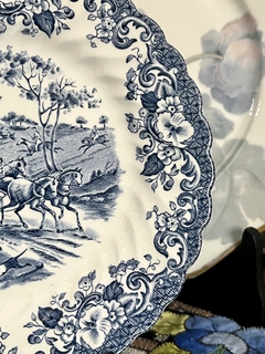 Imagen de Platos Pan x 2 Johnson Bros England, Pattern Coaching Scenes Azul C1980