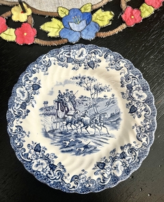 Platos Pan x 2 Johnson Bros England, Pattern Coaching Scenes Azul C1980 - tienda online