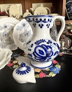 Jarra para Agua Porcelana Gzhel Pottery Rusia Blue & White Pintada a Mano C1950-1960 - comprar online