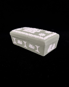 Trinket Box Alhajero Porcelana Wedgwood England , Jasper Ware Escenas Neoclasicas Sage Green C1969 - comprar online