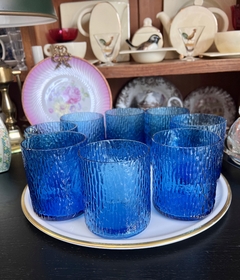 Set 8 Vasos para Cocktail Diseño Mid Century Cristal Color Soplado Texturado - comprar online