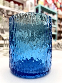 Set 8 Vasos para Cocktail Diseño Mid Century Cristal Color Soplado Texturado