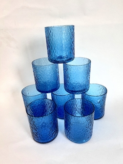 Set 8 Vasos para Cocktail Diseño Mid Century Cristal Color Soplado Texturado - tienda online