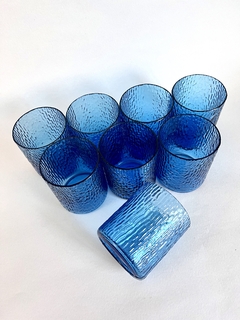 Set 8 Vasos para Cocktail Diseño Mid Century Cristal Color Soplado Texturado en internet