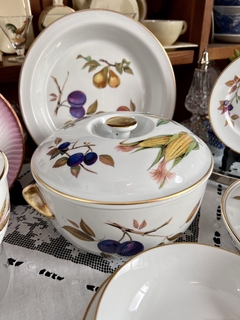 Cacerola con Tapa Porcelana Royal Worcester England, Modelo Evesham Gold 1961