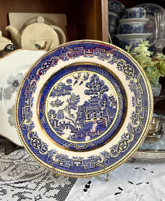Plato Playo Alfred Meakin England , Pattern Old Willow Blue Gold C1930 - comprar online