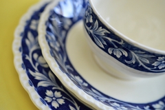 Trio para Te, loza Grindley England, Pattern Elysian Azul C1954 - Funcy Stuff Antiguedades