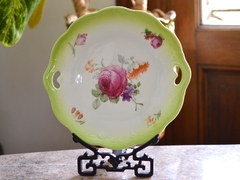 Hermoso Plato Masitero con Asas Porcelana Union K Czechoslovakia , Decoración Floral C1960 - comprar online