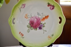 Hermoso Plato Masitero con Asas Porcelana Union K Czechoslovakia , Decoración Floral C1960 en internet