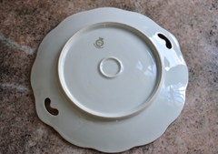 Hermoso Plato Masitero con Asas Porcelana Union K Czechoslovakia , Decoración Floral C1960