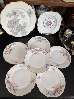 Set Platos para Postre x 6 Porcelana Heinrich H&Co. Selb Bavaria #16530 Christine Deco Floral Vivo en Oro - tienda online