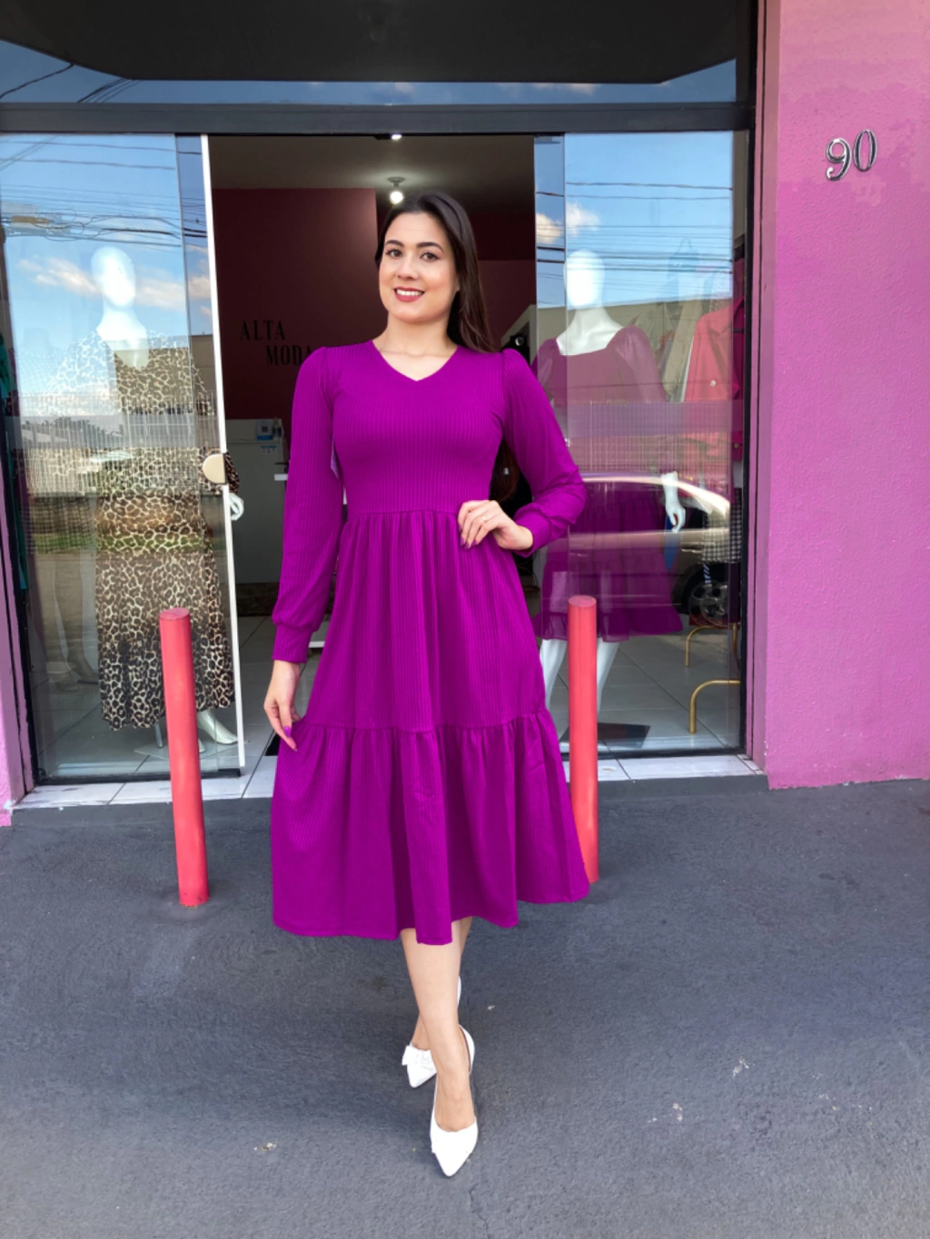 Vestido Paola ML Canelado Uva