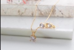 conjunto folheado 18K ponto de luz zircônia