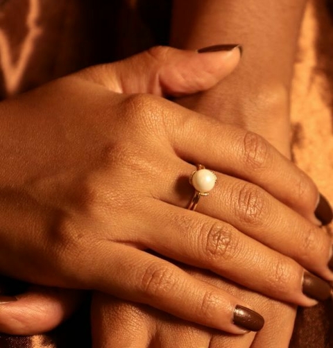Anel pérola água doce