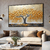 Quadro Decorativo Abstrato Árvore Folhas Gold - comprar online