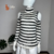 Blusa Listrada Gola Alta Ombros Vazados - Dzarm