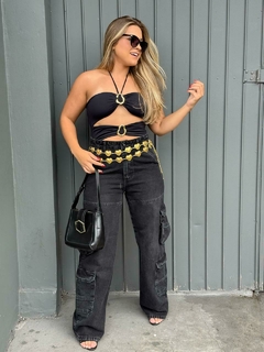 CALÇA CARGO JEANS BLACK