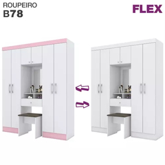 Roupeiro Henn Brizz 6p B78-66 Br/Br/Rosa