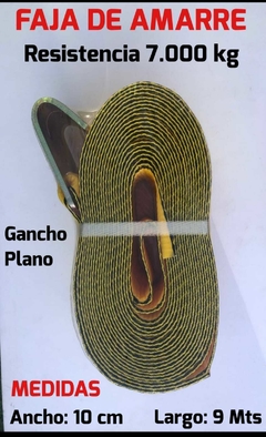 Cinta de amarre con gancho plano