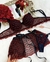 Trio Lingerie Laços de Amor Preto com Vermelho
