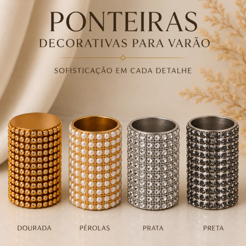 Par De Ponteiras Para Cortinas Com Strass 19mm