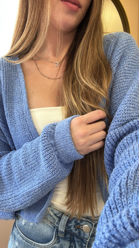 CARDIGAN CURTO AZUL