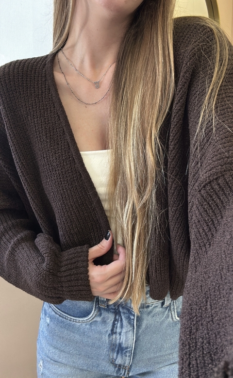 CARDIGAN CURTO CHOCOLATE