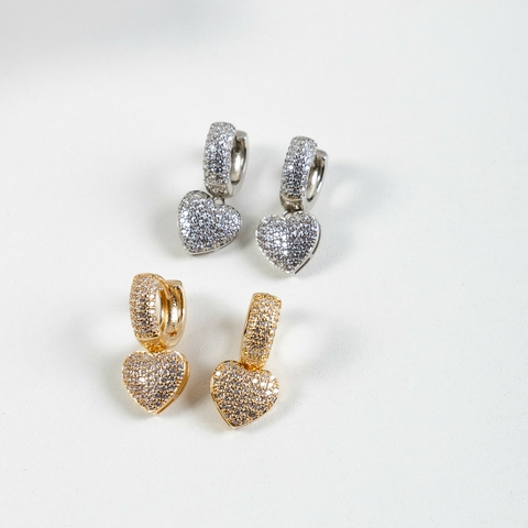 Brinco Argola Coração Micro Zircônias - comprar online