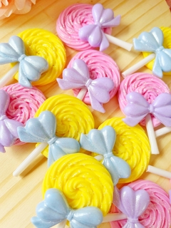 Aplique em biscuit Pirulito rosa e amarelo 2und - comprar online