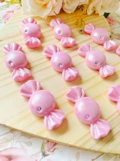 Apliques em biscuit - Balas rosa - 2 und