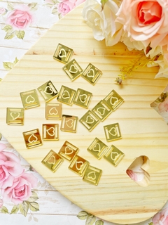 Passa fita acrílico dourado - Coração 5und - comprar online