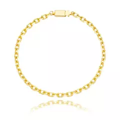 Pulseira Malha Cadeado 21cm Banhada a Ouro 18K