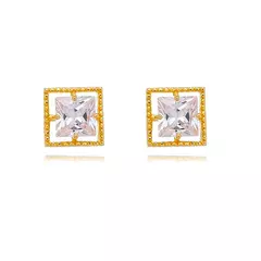 Conjunto de Colar e Brinco Quadrada Banhado a Ouro 18k - CJ0003 na internet