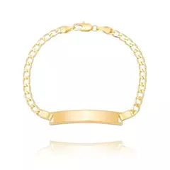 Pulseira Chapa Malha Grumet 21cm Banhada a Ouro 18K 