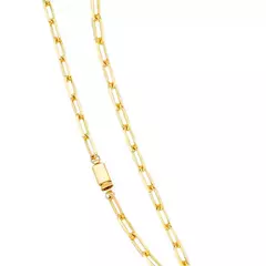 Corrente Malha Cadeado Elo Comprido Banhada a Ouro 18K 70cm - comprar online