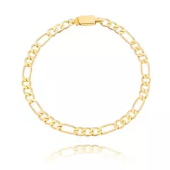 Pulseira Malha 3x1 21cm Banhada a Ouro 18K