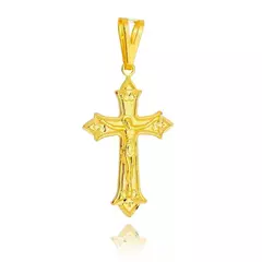 Pingente Crucifixo Pontas Banhado a Ouro 18K