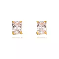 Conjunto Colar e Brinco Retângulo Cristal Banhado a Ouro 18K  na internet