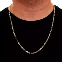 Corrente Malha Cadeado Banhada a Ouro 18K 60cm