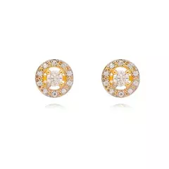 Conjunto Colar e Brinco Redondo com Zircônias Cristal Banhado a Ouro 18K na internet