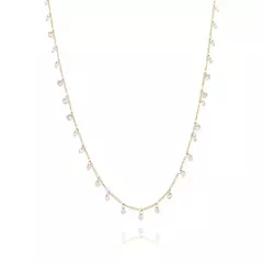 Gargantilha Chocker Zircônias Cristal Banhada a Ouro 18K 40cm
