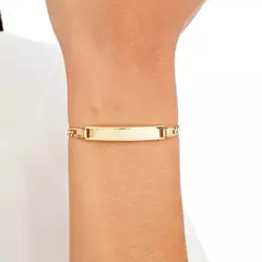 Pulseira Chapa Malha Fígaro 21cm Banhada a Ouro 18K - comprar online