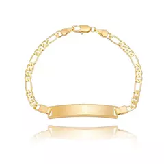 Pulseira Chapa Malha Fígaro 21cm Banhada a Ouro 18K