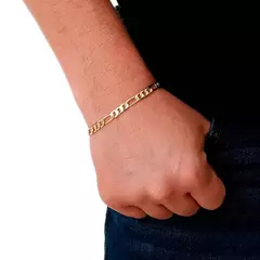 Pulseira Malha 3x1 21cm Banhada a Ouro 18K - comprar online