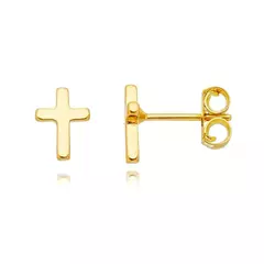Brinco Crucifixo Banhado a Ouro 18K