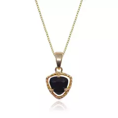 Conjunto Colar e Brinco Triângulo Pedra Preta Banhado a Ouro 18K - comprar online