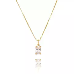 Conjunto Colar e Brinco Retângulo Cristal Banhado a Ouro 18K  - comprar online