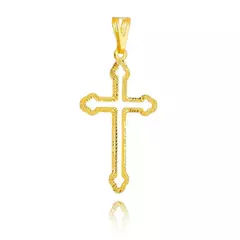Pingente Crucifixo Vazado Detalhado Banhado a Ouro 18K