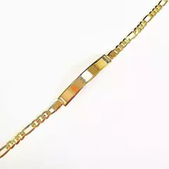 Pulseira Chapa Malha Fígaro 21cm Banhada a Ouro 18K na internet